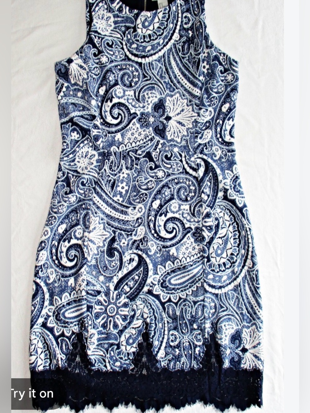 #32 H&M Navy and White Paisley Sleeveless Midi Dress
